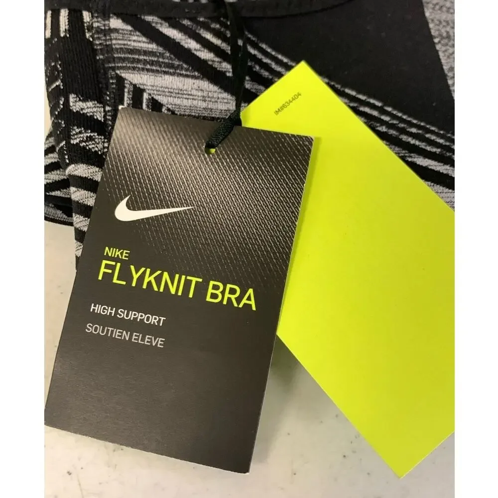Nike Flyknit Women's XS Black High-Support Non-Padded Sports Bra, Grey